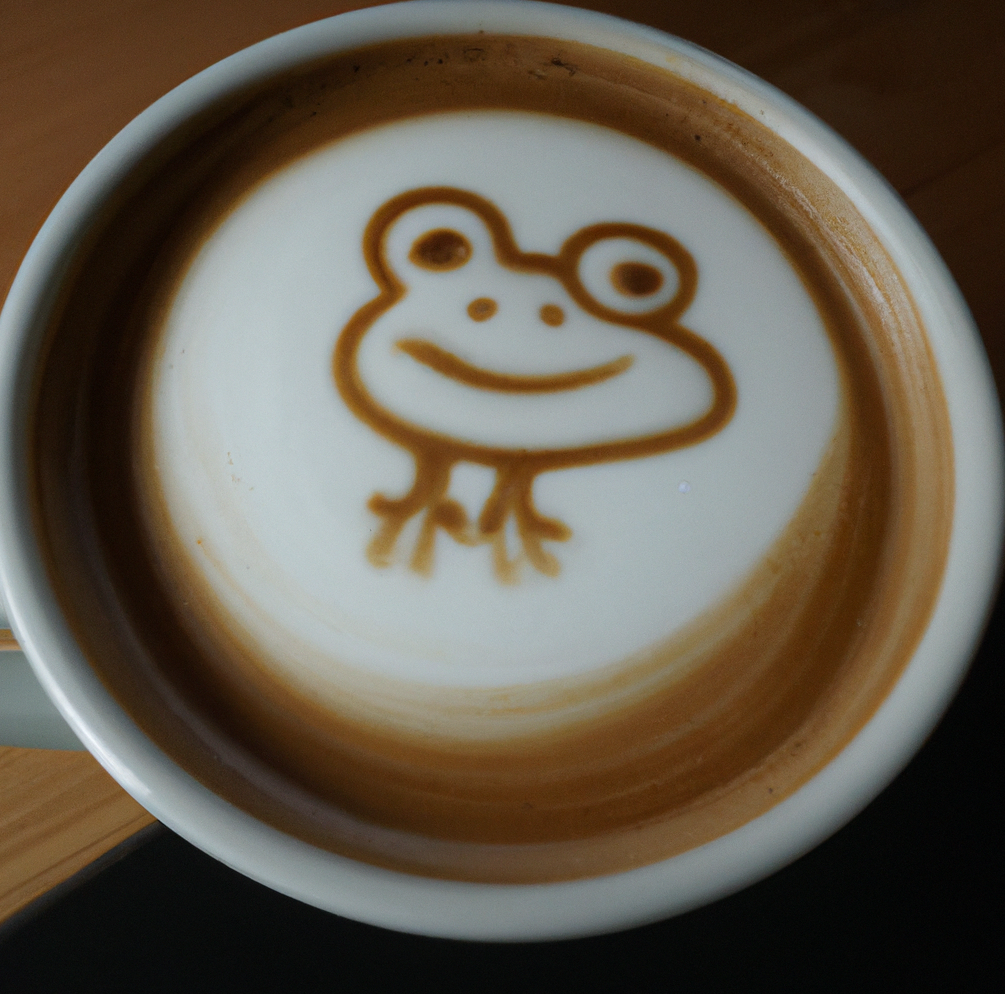 Grenouille en latte art créatif